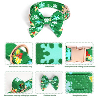Collier de Noël pour chien avec nœud papillon amovible, en tissu imprimé festif, boucle réglable pour fête de fin d'année