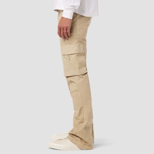 Pantalon évasé Walker Kaki Cargo Kick pour homme-Pantalon évasé élégant à taille haute avec plusieurs poches cargo, idéal - Product Image 3
