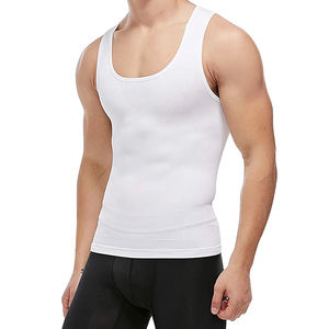 Vente en gros de gilets de fitness sans manches en coton respirant et durable pour homme, débardeurs d'entraînement, tricotés de grande taille - Product Image 5