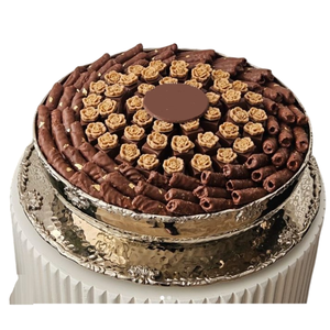 Plato redondo elegante para servir dulces de Chocolate, cuenco de Metal plateado de alta calidad, exhibición de Chocolate para bodas y otras celebraciones - Product Image 1