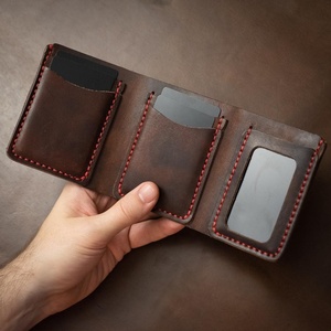 Cartera de piel auténtica con logotipo personalizado para hombre, billetera de cuero Delgado, LWM-0037, novedad de 2022 - Product Image 4