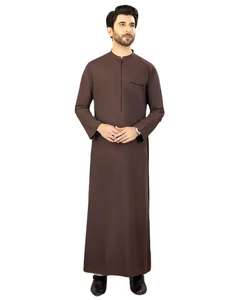 Vente en gros Premium élégant Jubba Qatar Thobe couleur unie hommes Jubah Al arabe musulman Thobe Dubai islamique Dubaï hommes - Product Image 4