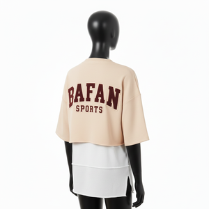 Chemise pour femme en coton et polyester de qualité supérieure, double couche, douce, respirante, design à panneaux blancs, appliqué personnalisé, chemises en coton à double couche - Product Image 5