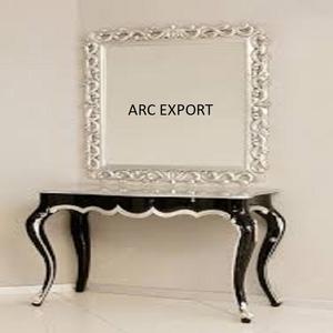 Espejo antiguo fundido de aluminio niquelado negro con soporte redondeado antiguo grande elegante con espejo decorativo de artículos de mesa - Product Image 5