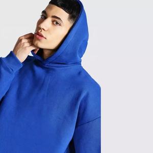 Sudadera con Capucha de Estilo Urbano, Corte Crudo Personalizado, Venta Directa de Fábrica, Azul Rey, Sin Cordones, Talla Grande para Hombre - Product Image 4