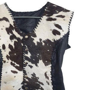 High Street Fashion Cintura elástica Chaleco de cuero de vaca Diseño personalizado de alta calidad Chaleco de cuero de vaca para mujer - Product Image 5