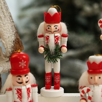 2025 Offre Spéciale Noël Casse-Noisette En Bois Ensemble 5pcs Classique Rouge et Blanc Casse-Noisette Décoration De Fête De Noël
