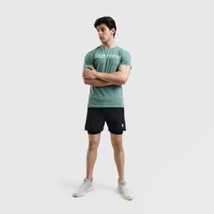 M124 Short Sleeves Tee in Green 100% Cotton and <b>Bamboo</b> Fiber <b>Screen</b> Print Discharge Print Silk <b>Screen</b> Print Jersey Fabric - Product Image 4