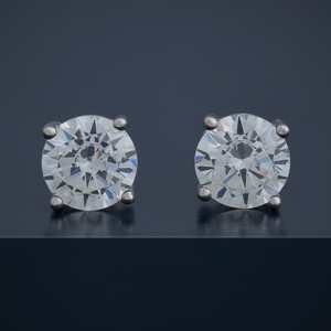Vintage Diamond <b>Stud</b> Earrings 14k Gold Geometric Design Gold Plated 92.5 <b>Silver</b> - Product Image 1