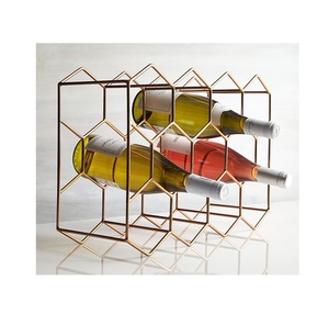 Estantes de vino de metal Estante de vino Decoración Estante de cocina de acero apilable Soporte de exhibición de almacenamiento Soportes de botellas de encimera modernos - Product Image 5