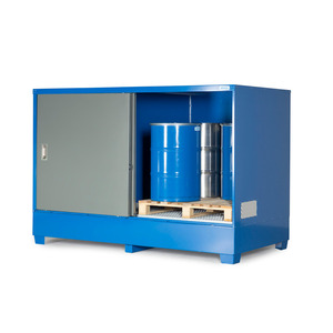 Deposito di materiali pericolosi in acciaio, con porte scorrevoli, per 2 IBC o 8 barili - Product Image 4