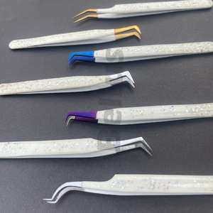 Pinzas de pestañas de alta precisión con logotipo personalizado, herramienta de pestañas con punta de fibra de etiqueta privada para extensión de volumen de belleza profesional - Product Image 2