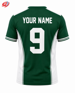 Camiseta de Fútbol Personalizada Verde Blanca con Sublimación, Nombre del Equipo y Número Impresos, 100% Poliéster, Uniforme de Fútbol al por Mayor OEM - Product Image 1