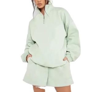 Ventes chaudes, sweat-shirts à capuche en coton/spandex écologiques à manches longues et à fermeture éclair, avec logo personnalisé, broderie, rivets, pour femmes - Product Image 6