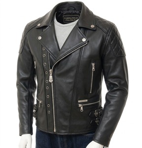 2026 Best Selling Men's Slim Winter Leather Jacket Customized Design Biker Jacket with Stand Collar <b>Top</b> Product for Sale - Product Image 3