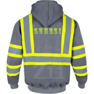 Sudadera CON CAPUCHA DE SEGURIDAD reflectante para hombre, ropa de trabajo de manga larga personalizada para trabajadores de la construcción con bolsillo con cremallera en el pecho - Product Image 3
