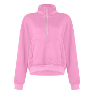 Jersey extragrande con media cremallera para mujer OEM-Colección Otoño | Sudadera con cremallera 1/4 bordada personalizada - Product Image 2