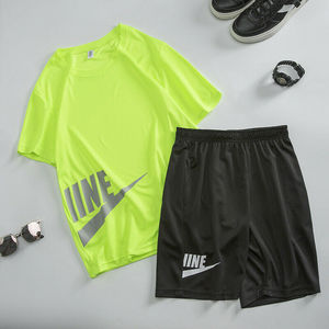 Vente chaude unisexe soleil fané 100% coton 2 pièces tenues T-shirt et short ensemble deux pièces hommes t-shirt et short ensembles viser - Product Image 4