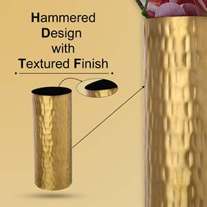 Jarrón de Metal Moderno de Mediados de Siglo, Diseño Personalizado de Olla de Arroz Dorada Martillada, Accesorio para Mesa de Boda, Hogar u Oficina - Product Image 3