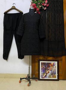 ชุดท็อปปาลาซโซสวยงาม ท็อปผ้าจอร์เจตต์เนื้อหนา พร้อมกางเกงปาลาซโซปักลายสวยงาม ตัดเย็บอย่างดี วัสดุคุณภาพพรีเมียม - Product Image 3