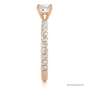 0,7 Ct Princess Cut Lab Grown Half Eternity Diamond Ring en oro Compromiso y regalo de aniversario para ella - Product Image 3