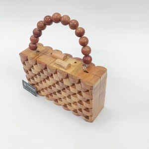 Pochette en bois de style boutique avec chaînes de perles, lanières à perles, sangle amovible, fermeture magnétique, doublure en velours de qualité supérieure pour - Product Image 4