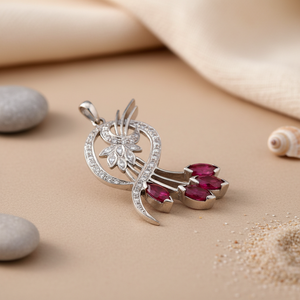 Pendentif en argent 925 fait main pour femmes, design floral, motif goutte d'eau, matériau or rose, style religieux, pendentifs de charme - Product Image 1