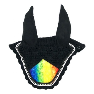 Ensemble de tapis de selle en coton tie-dye arc-en-ciel Tough Tack, protège-pattes, protège-encoches, moustiquaire pour chevaux, étriers en aluminium pour l'équitation - Product Image 3