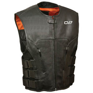 เสื้อกั๊กหนังแท้สำหรับผู้ชายมีแผ่นปะปักหรือโลโก้คลับสามารถสั่งซื้อได้โดยตรงจากโรงงาน - Product Image 1