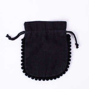 Bolsa de Regalo para Joyería, Collar y Pendientes, de Terciopelo Negro Indio, con Cordón, Hecha a Mano, Vintage, de 4x5 Pulgadas, con Logotipo Personalizado - Product Image 5