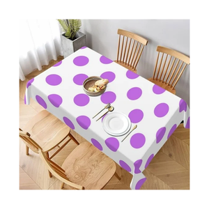 Nappe de table à carreaux violets et fleurs, certifiée OEKO-TEX, 260 GSM, en coton, rectangulaire, style pastoral, lavable, pour usage domestique - Product Image 2