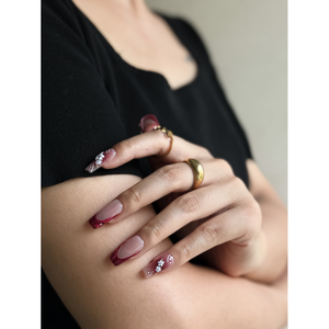 Autocollant pour ongles Wine Blossom Press on Nail Art, élégant, pour femmes - Product Image 2