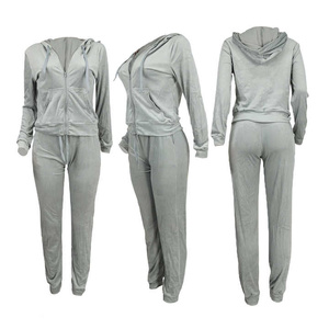 Conjunto elegante de chándal de manga larga para mujer, conjunto de salón acogedor con patrón sólido, pantalones a juego de tela de tacto suave para un estilo cómodo - Product Image 4