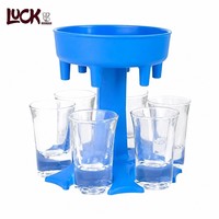 Distributeur de liquides rond en gros pour jeux de bar, boissons, bière, 6 verres et support