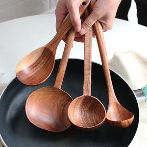 <b>Wooden</b> Soup <b>Ladle</b> Set Kitchen Spoon Set Utensils 4 Pcs Handmade Natural Teak Cooking Spoons Long Handle <b>Wooden</b> Soup <b>Ladle</b> - Product Image 2