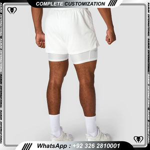 Oem Custom Fitness Workout Quick Dry <b>Woven</b> <b>Shorts</b> 2 in 1 Double Layer Men Sporty <b>Shorts</b> With Zipper Pocket - Product Image 4
