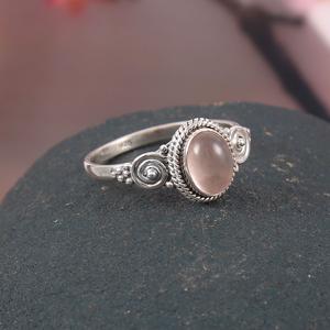 Bague en argent sterling 925 faite à la main avec quartz rose naturel - Product Image 6
