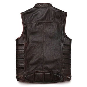 เสื้อกั๊กหนังแท้สำหรับฤดูหนาวสีพื้นระบายอากาศได้ดีดีไซน์คลาสสิกงานออกแบบตามสั่งทำมือ - Product Image 3