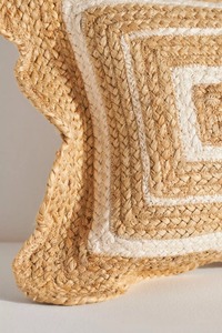 Funda de Cojín Decorativa Hecha a Mano, Tejida, Ecológica, 100% Yute Orgánico, con Diseño Floral de Hojas y Rayas, Color Personalizable, para Interiores/Exteriores - Product Image 2