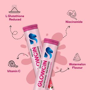 Suplemento para el Cuidado de la Salud Glowcin Radiance Enhancement, Sin Azúcar, Sabor Sandía, Niacinamida, Tabletas Efervescentes en Polvo, Seguro - Product Image 2