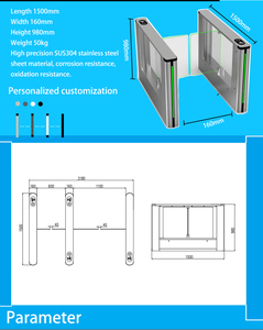 ACS gerbang penghalang tipe ayunan otomatis, pintu putar multifungsi untuk sistem kontrol akses Wajah/kartu/QR gym - Product Image 5