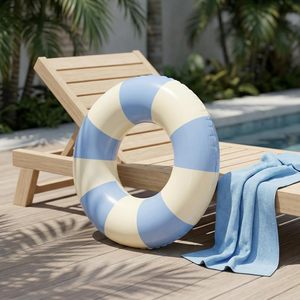 <b>Inflatable</b> Swim Ring Set Blue & White Thickened PVC Pool <b>Float</b> Tube for Adults & Kids Durable Swimming Ring for Beach Pool - Product Image 6