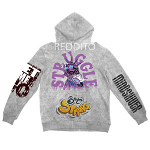 Sweat à capuche zippé vintage en molleton 100 % coton épais pour homme, personnalisé, avec patchs et effet vieilli, coupe ample, pour l'hiver, imprimé numériquement, vente en gros - Product Image 2