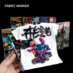 Ensemble de marqueurs textiles Bview Art 20/32/40, <span class=keywords><strong>encre</strong></span> permanente non toxique, certifiée EN71, pointe fine, largeur d'écriture 2-3 mm - Product Image 2
