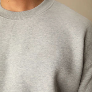 Jersey de lana de gran tamaño para hombre, jersey de entrenamiento con hombros caídos, cuello redondo, jersey de gimnasio activo, sudadera básica, mezcla de algodón de 430Gsm - Product Image 4