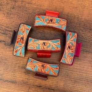 New Arrival Hot Selling Western Stylish Handmade Tooled Engraved Leather <b>Hair</b> <b>Claw</b> Clips Leather <b>Claw</b> <b>Hair</b> Accessories for Women - Product Image 1