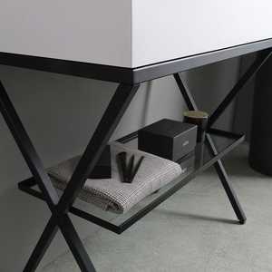 Meuble de salle de bain sur pied de 80 cm avec étagère en verre Madeira et support en métal - Product Image 3