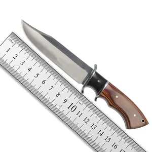 Pisau skiner 9 inci untuk berburu, pisau berburu stainless steel buatan tangan tahan lama dengan pegangan kayu