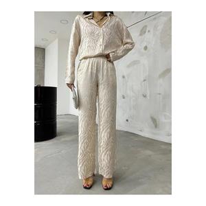 Set di pantaloni camicia in raso con motivo zebrato da donna