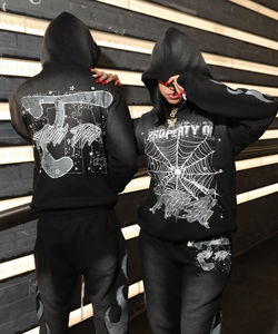 Custom High Quality Vintage Streetwear Boxy Cropped Oversized Acid <b>Wash</b> Men Printed Sweatpants and Hoodie Set - Product Image 5